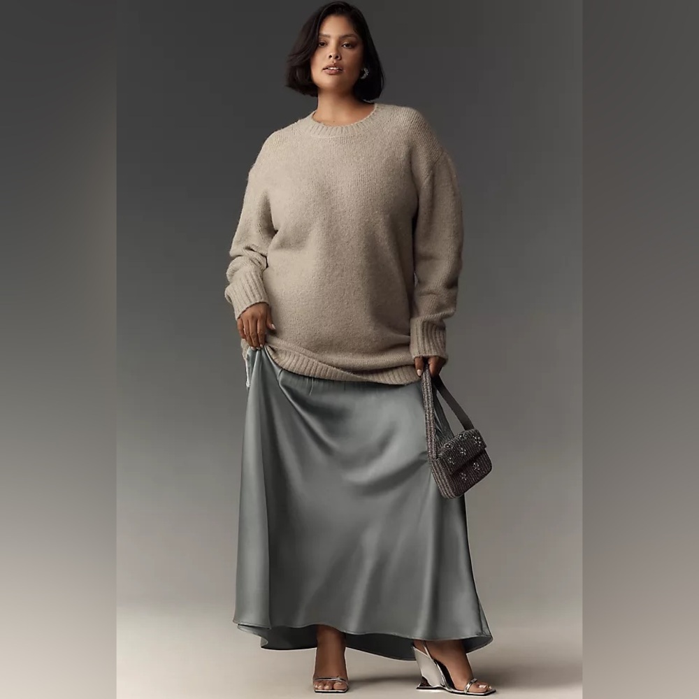 Anthropologie long-sleeve Twofer sweater slip midi dress NWT